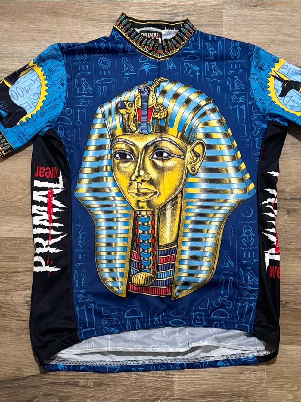 Primal Pharaoh Graphic Cycling Jersey - Blue & Gold Men’s Shirt
